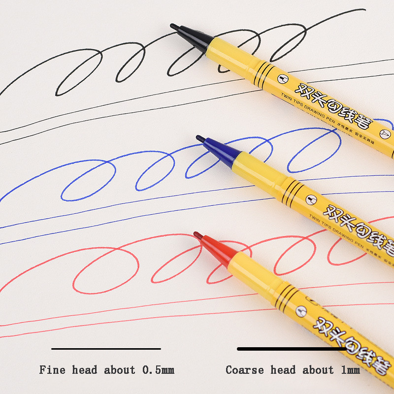 3 buc/set Marcare permanentă impermeabilă 0,5/1,0mm Cerneală cu uscare rapidă Artă Marker dublu Student Artă Schiță Graffiti Papetarie școlară