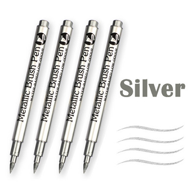 Популярни 4 бр./комплект мека глава Злато Сребро Воден маркер Химикалка Ученик по изкуство Графити Рисуване Канцеларски материали Ученически пособия