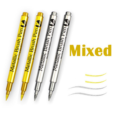 Популярни 4 бр./комплект мека глава Злато Сребро Воден маркер Химикалка Ученик по изкуство Графити Рисуване Канцеларски материали Ученически пособия