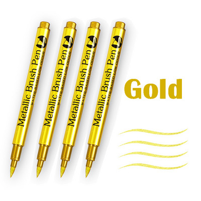 Популярни 4 бр./комплект мека глава Злато Сребро Воден маркер Химикалка Ученик по изкуство Графити Рисуване Канцеларски материали Ученически пособия