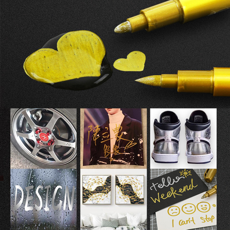 Популярни 4 бр./комплект мека глава Злато Сребро Воден маркер Химикалка Ученик по изкуство Графити Рисуване Канцеларски материали Ученически пособия
