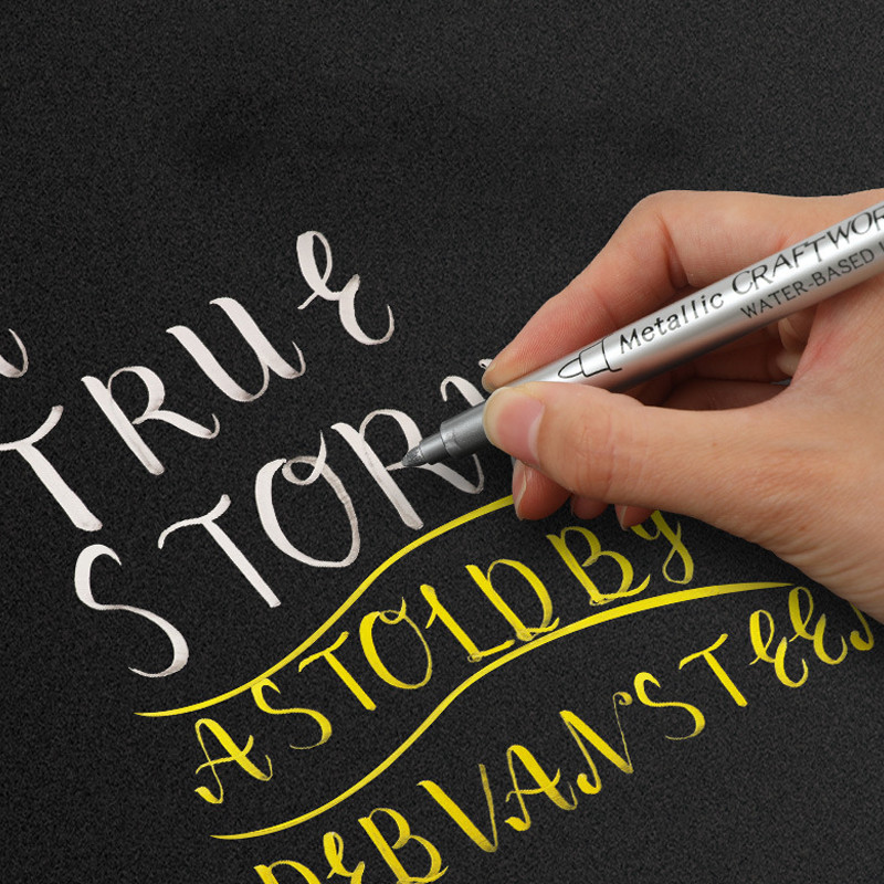 Популярни 4 бр./комплект мека глава Злато Сребро Воден маркер Химикалка Ученик по изкуство Графити Рисуване Канцеларски материали Ученически пособия