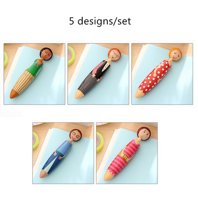 5 бр. Прекрасни химикалки за кукли за писане със синьо цветно мастило Сладки канцеларски материали Подарък Офис Декорация Консумативи за ученици F569
