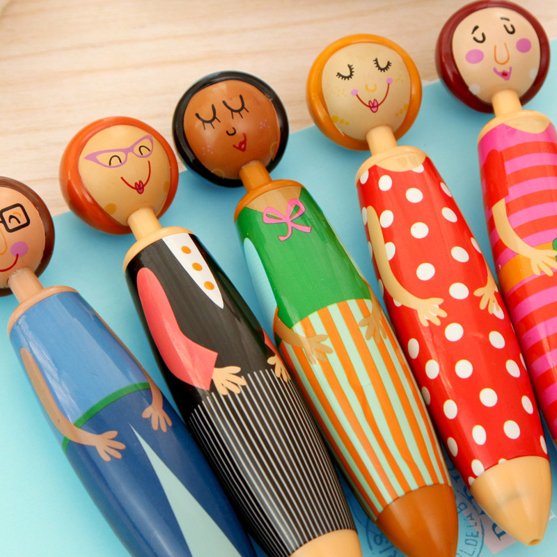 5 бр. Прекрасни химикалки за кукли за писане със синьо цветно мастило Сладки канцеларски материали Подарък Офис Декорация Консумативи за ученици F569