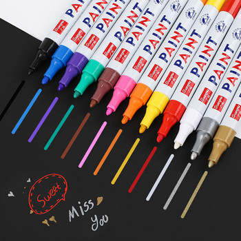 12 цвята Водоустойчива флуоресцентна писалка Хайлайтър Автомобилна гума Протектор на гума CD Метална перманентна боя Маркер Graffti Oily Marker Pens