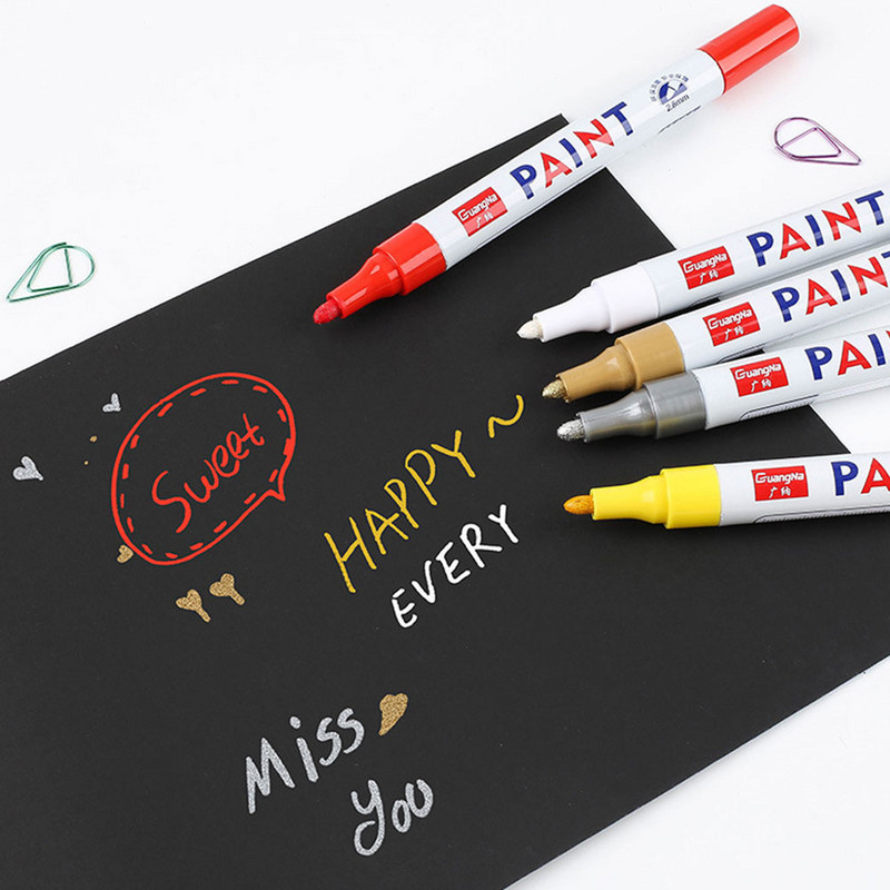 12 värvi veekindel fluorestsentspliiats Esiletõstja autorehvi rehvi turvise CD metallist värvi püsimarker Graffti õlised markerpliiatsid