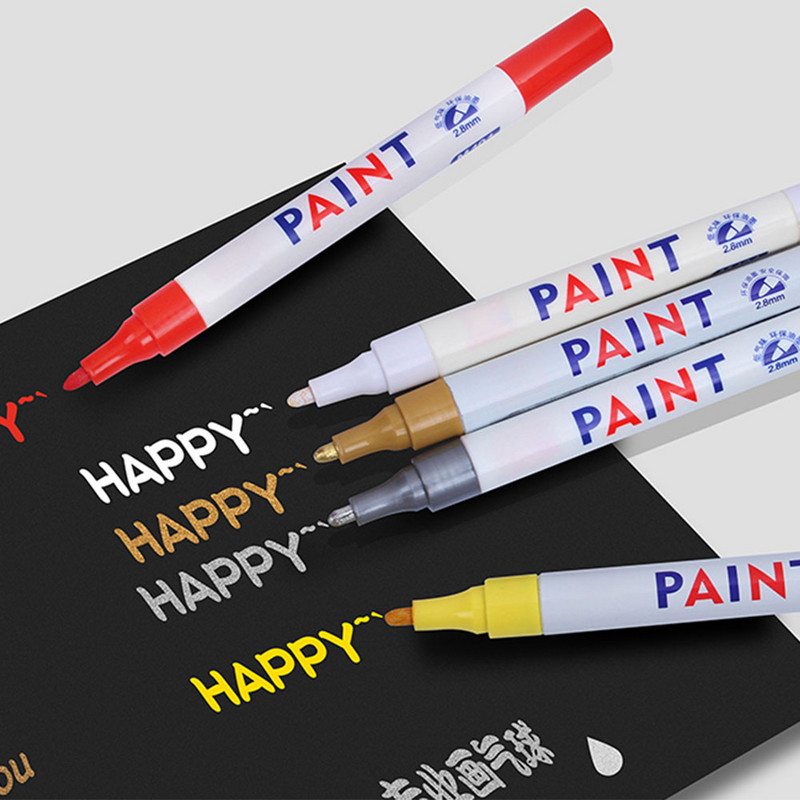 12 värvi veekindel fluorestsentspliiats Esiletõstja autorehvi rehvi turvise CD metallist värvi püsimarker Graffti õlised markerpliiatsid