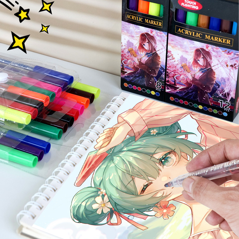 8/12 boja akrilne olovke markeri za slikanje na kamenu, kamen, keramika, staklo, drvo, platno, DIY izrada čestitki, umjetnički pribor