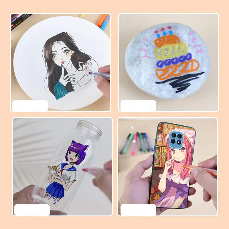 8/12 boja akrilne olovke markeri za slikanje na kamenu, kamen, keramika, staklo, drvo, platno, DIY izrada čestitki, umjetnički pribor