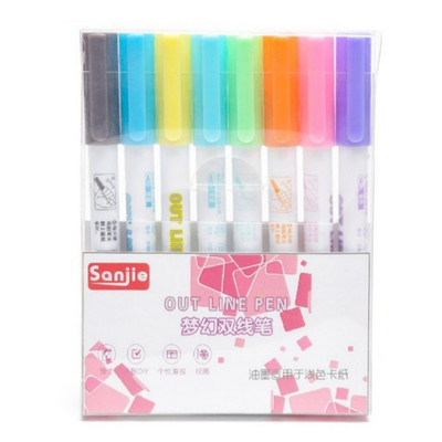 Umjetnička olovka s dvostrukim linijama u 8 boja DIY flomaster za grafite Marker Spomenar Dnevnik Poster Kartica Božićni dar