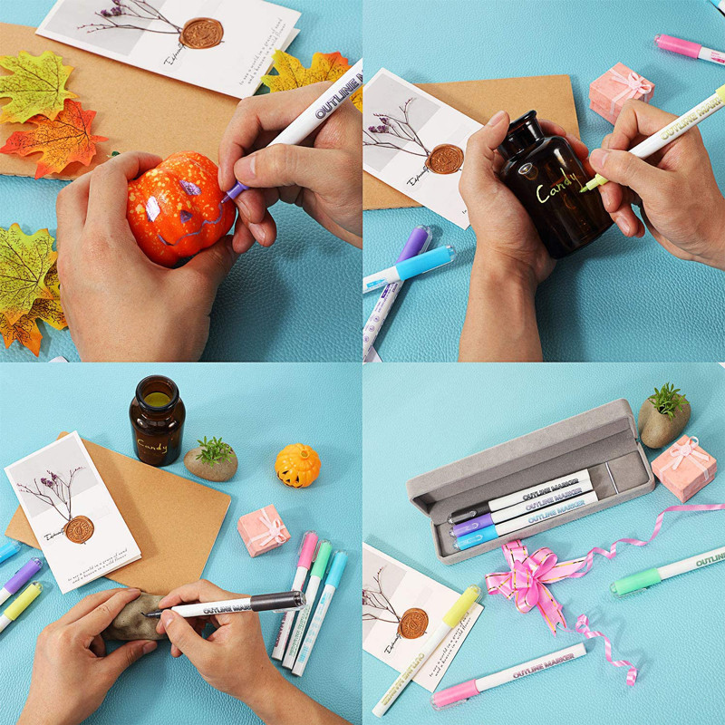 Umjetnička olovka s dvostrukim linijama u 8 boja DIY flomaster za grafite Marker Spomenar Dnevnik Poster Kartica Božićni dar