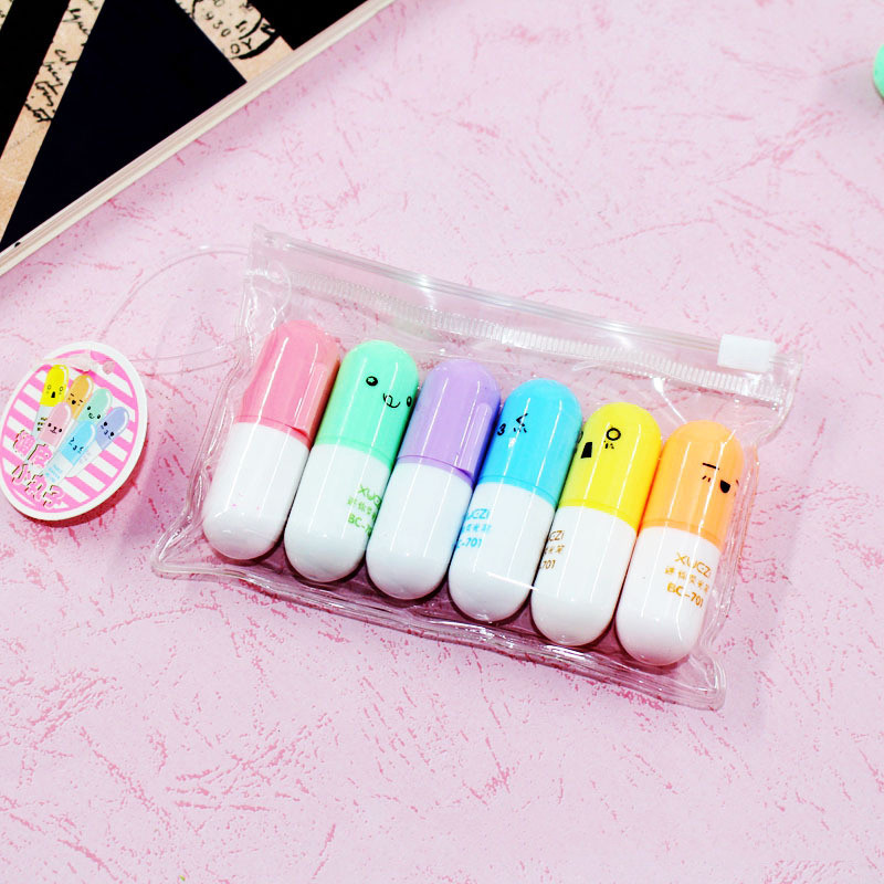 6 ks fluorescenčné farebné atramentové pero v kapsulách, pero na scrapbooking, zvýrazňovač, farebné fixky, DIY umenie, kancelárske potreby, školské potreby