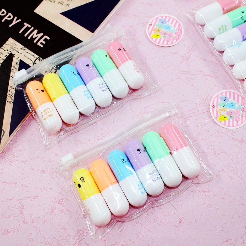 6 ks fluorescenčné farebné atramentové pero v kapsulách, pero na scrapbooking, zvýrazňovač, farebné fixky, DIY umenie, kancelárske potreby, školské potreby