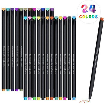 12/24 Fineliner Color Art Marker Brush Set Set Black Fine Liner Σχέδιο Ζωγραφική Καλλιγραφία Γράμματα Water Pen Stationery