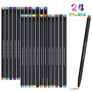 12/24 Fineliner Color Art Marker Brush Pen Set Black Fine Liner Рисуване Живопис Калиграфия Надпис Водна писалка Канцеларски материали