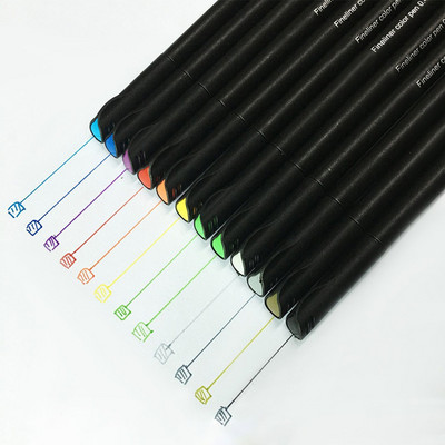 12/24 Fineliner Color Art Marker Brush Pen Set Black Fine Liner Рисуване Живопис Калиграфия Надпис Водна писалка Канцеларски материали