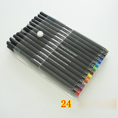 12/24 Fineliner Color Art Marker Brush Set Set Black Fine Liner Σχέδιο Ζωγραφική Καλλιγραφία Γράμματα Water Pen Stationery