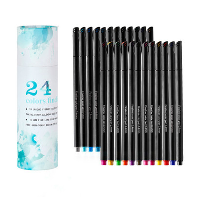 12/24 Fineliner Color Art Marker Brush Set Set Black Fine Liner Σχέδιο Ζωγραφική Καλλιγραφία Γράμματα Water Pen Stationery