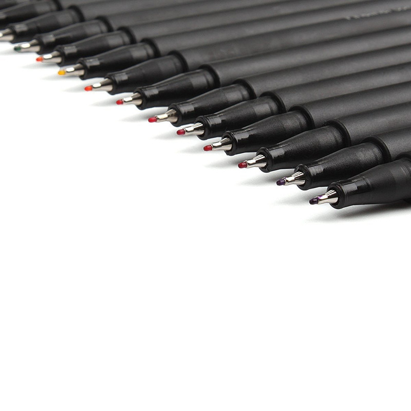 12/24 Fineliner Color Art Marker Brush Set Set Black Fine Liner Σχέδιο Ζωγραφική Καλλιγραφία Γράμματα Water Pen Stationery