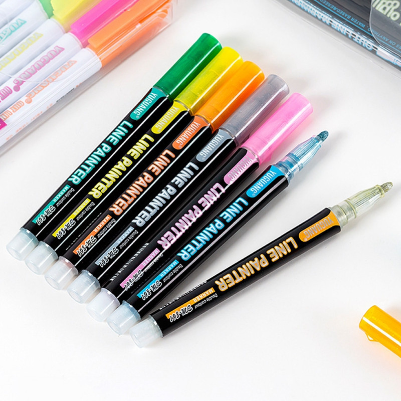12/24 boje Dvostruki obrisi Umjetnička olovka Diy Obrisi Marker olovka Svjetlucavi metalni marker u boji Spomenar Bullet Diary