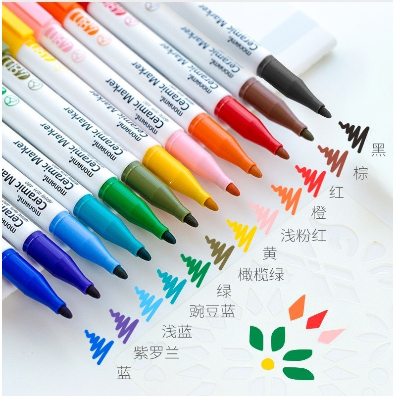 12 színű kerámia jelölőtoll, 1,4 mm-es hegyes Monami 480 barkácsoláshoz, kézműves ajándék rajzfestéshez GRAFFITI iskolai tanuló gyerekeknek ajándék F470