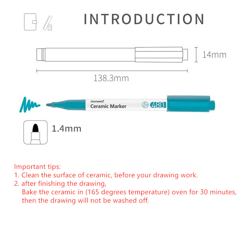 12 színű kerámia jelölőtoll, 1,4 mm-es hegyes Monami 480 barkácsoláshoz, kézműves ajándék rajzfestéshez GRAFFITI iskolai tanuló gyerekeknek ajándék F470