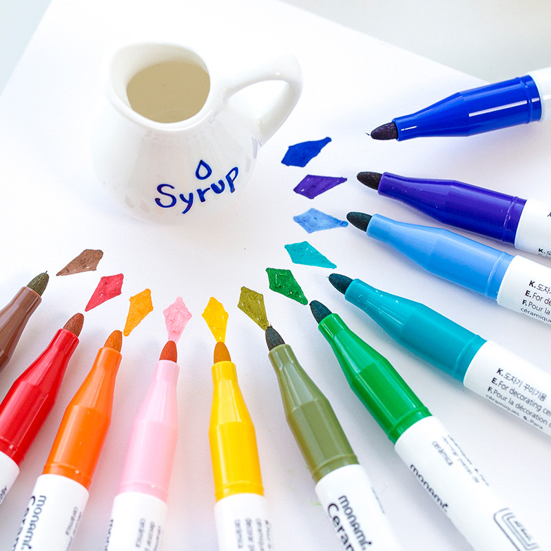 12 színű kerámia jelölőtoll, 1,4 mm-es hegyes Monami 480 barkácsoláshoz, kézműves ajándék rajzfestéshez GRAFFITI iskolai tanuló gyerekeknek ajándék F470