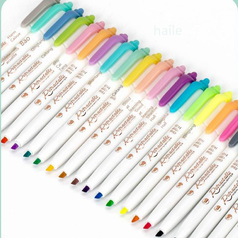 6 цвята Kawaii Retractable Highlighters Macaron Color Fluorescent Pen Markers, for highlighting Drawing Doodling Coloring Set