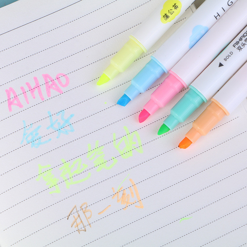 5 χρώματα/σετ Χρώμα ματιών Διπλή έντονη λεπτή μύτη Milkliner Colorful Candy Color Highlighters Διαφημιστικοί δείκτες τέχνης Δώρο χαρτικά