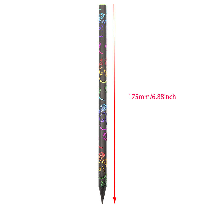 Uus toode 6 tükki / komplekt kvaliteetne pliiatsipakend 6 värvilist erinevat värvi teemantpliiatsit armas kooli must puidust