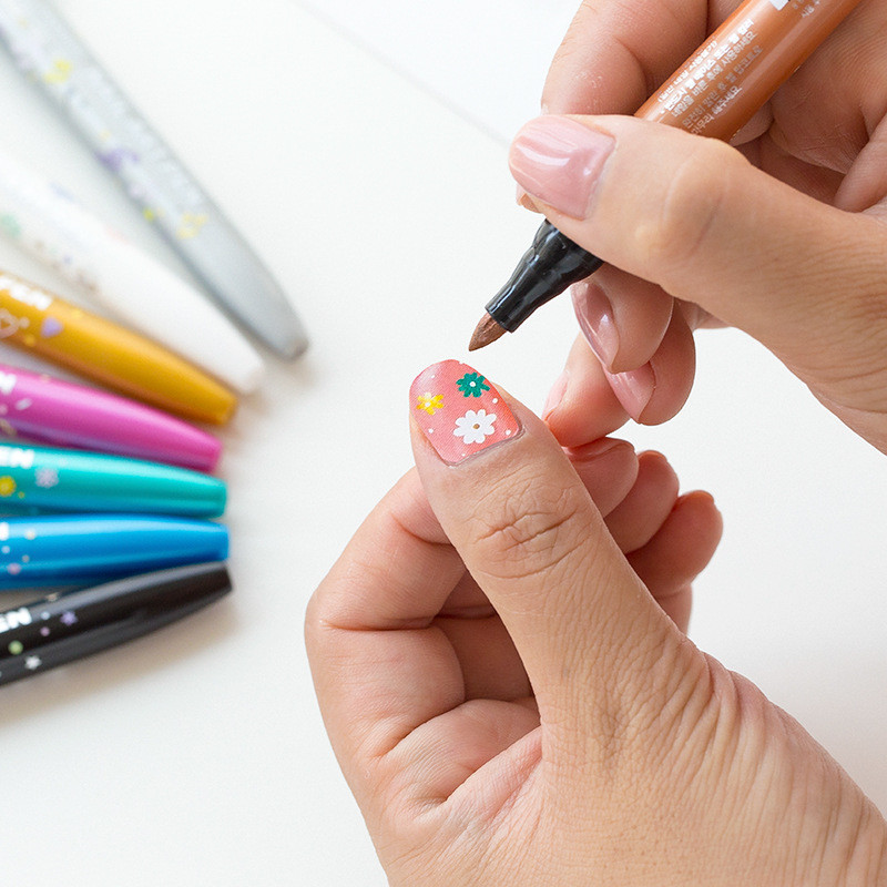 8 spalvų nagų dailės žymeklis Monami 1,7 mm plonas, nepastovus namų žymeklis dažų dekoravimas korėjietiškos raštinės reikmenys mergaitei F472
