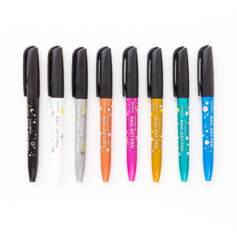 8 spalvų nagų dailės žymeklis Monami 1,7 mm plonas, nepastovus namų žymeklis dažų dekoravimas korėjietiškos raštinės reikmenys mergaitei F472