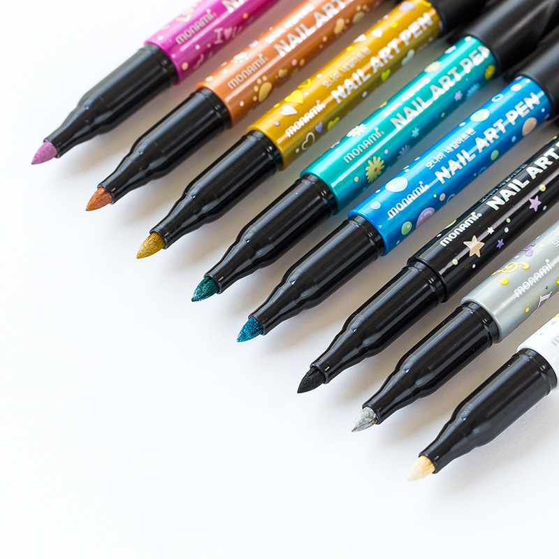 8 spalvų nagų dailės žymeklis Monami 1,7 mm plonas, nepastovus namų žymeklis dažų dekoravimas korėjietiškos raštinės reikmenys mergaitei F472