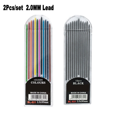 Metalna mehanička olovka od nehrđajućeg čelika 2,0 mm crna 2B olovka za umjetnost Sktech Crtanje Stolarija Dizajn Ured Školsko pisanje