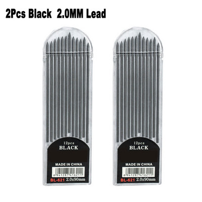 Metalna mehanička olovka od nehrđajućeg čelika 2,0 mm crna 2B olovka za umjetnost Sktech Crtanje Stolarija Dizajn Ured Školsko pisanje