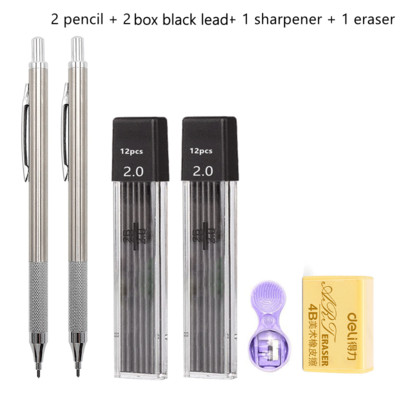 Set de creioane mecanice de 2,0 mm 2B Creioane automate pentru elevi Gri/culoare Mine de pixuri de școală Rechizite de birou Kawaii