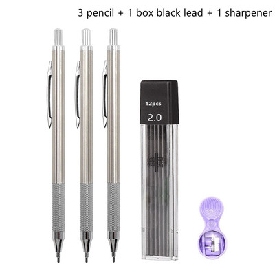 Set de creioane mecanice de 2,0 mm 2B Creioane automate pentru elevi Gri/culoare Mine de pixuri de școală Rechizite de birou Kawaii