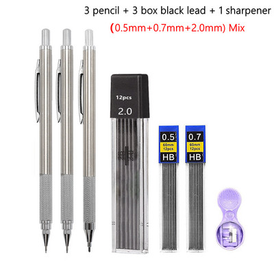 Set de creioane mecanice de 2,0 mm 2B Creioane automate pentru elevi Gri/culoare Mine de pixuri de școală Rechizite de birou Kawaii