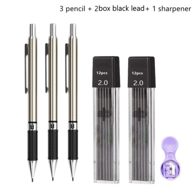 Set de creioane mecanice de 2,0 mm 2B Creioane automate pentru elevi Gri/culoare Mine de pixuri de școală Rechizite de birou Kawaii