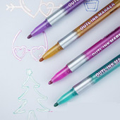 8 цвята/комплект Метални двойни линии Арт маркери Акрилна писалка за изходна линия Канцеларски артикули Химикалки за рисуване Скрапбукинг от Kevin&sasa Crafts