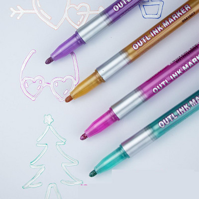 8 boja/Set Metalne dvostruke linije Umjetnički markeri Akrilne olovke s vanjskim linijama Uredski pribor Umjetničke olovke za crtanje Scrapbooking by Kevin&sasa Crafts