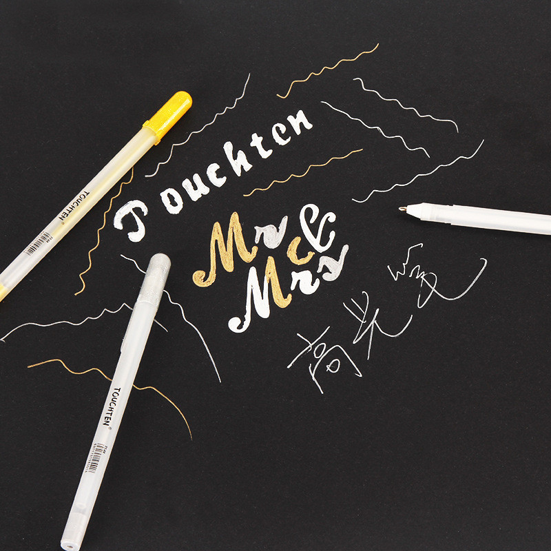 Touchten zlatna/srebrna/bijela visokosjajna olovka s bojom crna kartica ručno oslikani marker za ispravljanje kuka olovka s crtom