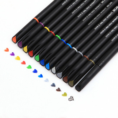 12 24 Színek 0,4 mm-es Fiber Marker Toll Finomítók Akvarell alapú Vázlat Rajz Művészet Festés Filchegy Finom horogvonalas toll