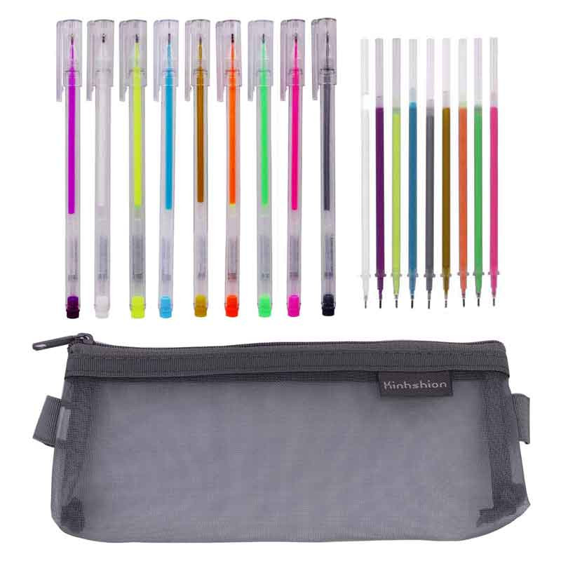 18Pcs/set Markeri i Highlighters Olovka 9 boja Svjetlucava bijela gel olovka za Bojanke Dnevnici Crtanje crtanje Art markeri