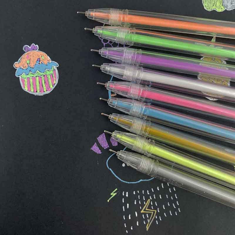 18Pcs/set Markeri i Highlighters Olovka 9 boja Svjetlucava bijela gel olovka za Bojanke Dnevnici Crtanje crtanje Art markeri