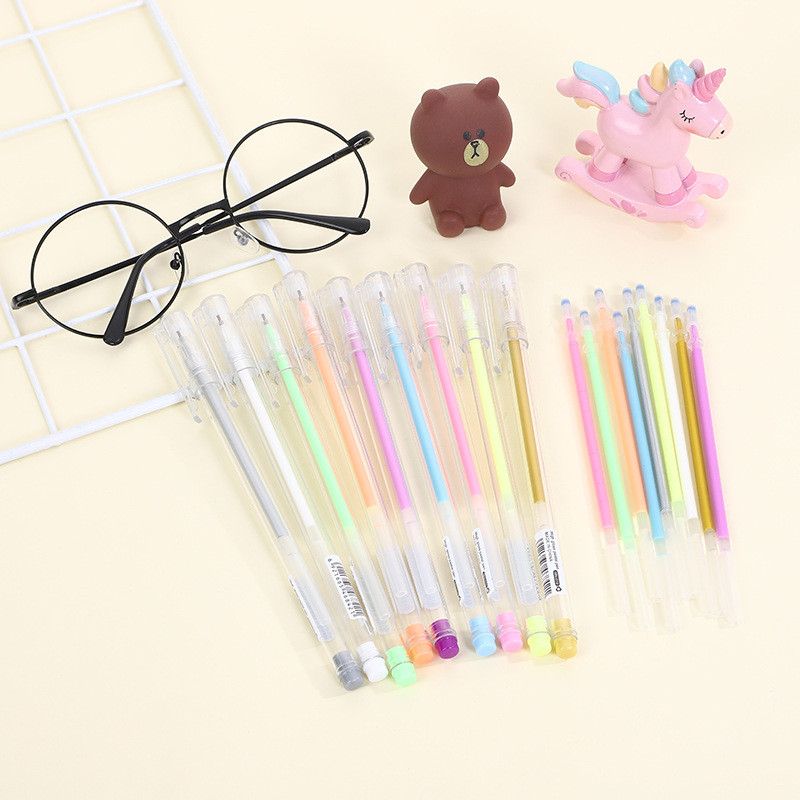 18Pcs/set Markeri i Highlighters Olovka 9 boja Svjetlucava bijela gel olovka za Bojanke Dnevnici Crtanje crtanje Art markeri