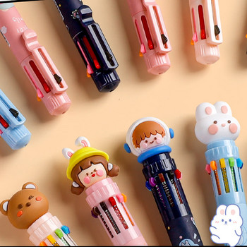 10 Χρώματα Cartoon Animal Ballpen Πολύχρωμο στυλό χαριτωμένα μίνι στυλό Δώρα μαθητών Σχολικά είδη γραφής