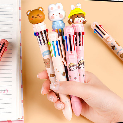 10 Χρώματα Cartoon Animal Ballpen Πολύχρωμο στυλό χαριτωμένα μίνι στυλό Δώρα μαθητών Σχολικά είδη γραφής