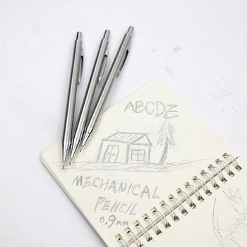 2 бр./лот метален механичен молив 2B 0,9 mm висококачествен сребърен автоматичен молив за професионално рисуване Консумативи за писане
