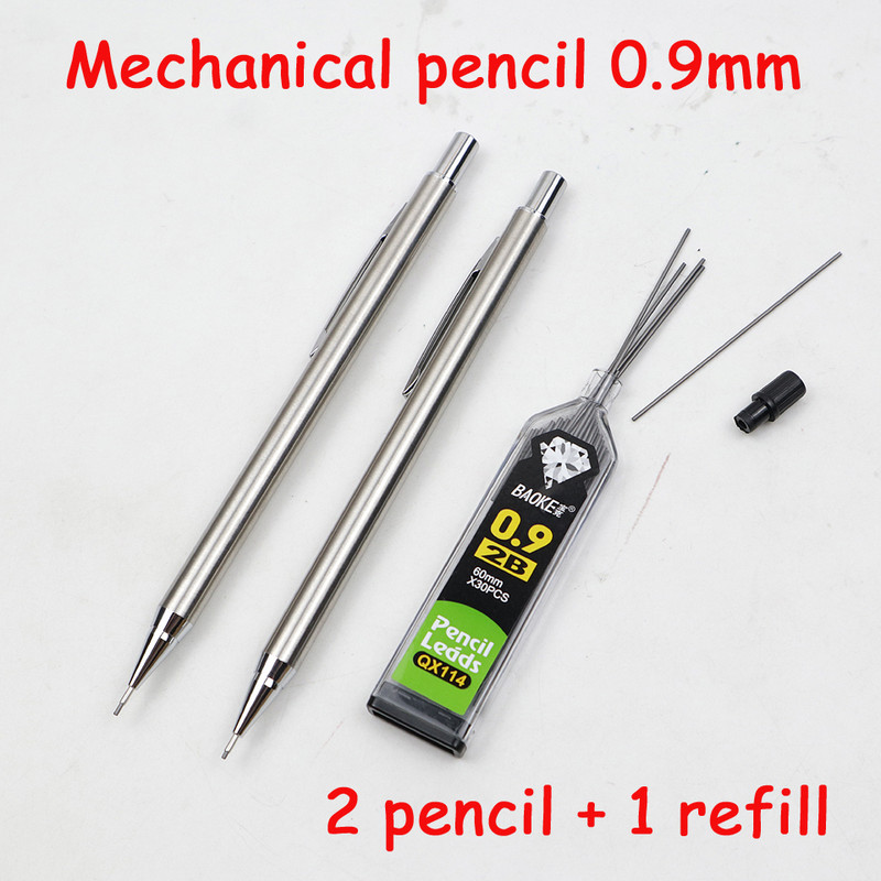 2 kom/lot metalna mehanička olovka 2B 0,9 mm visokokvalitetna srebrna automatska olovka za profesionalno slikanje pribor za pisanje